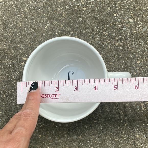 Fisher Stoneware "L" Monogrammed Coffee Tea Mug Large white and Black - Picture 10 of 11